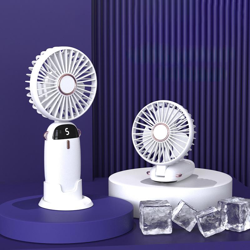 2025 Handheld Small Fan Portable Foldable Silent LED Display Students USB Rechargeable Outdoor Hand Holding Fan Camping Supplies