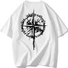 2024 Summer Compass Motif Print Signature Man T-Shirt Premium Cotton Tees Tops Short Sleeve Oversized Men Women T-shirt S-7XL