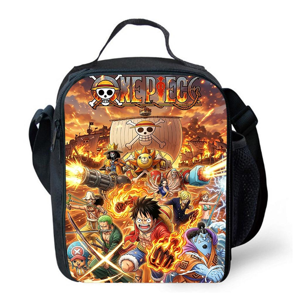 Cartoon One Piece Lunch Bag, Light Weight Unisex School Cooler Tote for Boys Girls Age 6-10 Outdoor Picnic Travel Storage Bag