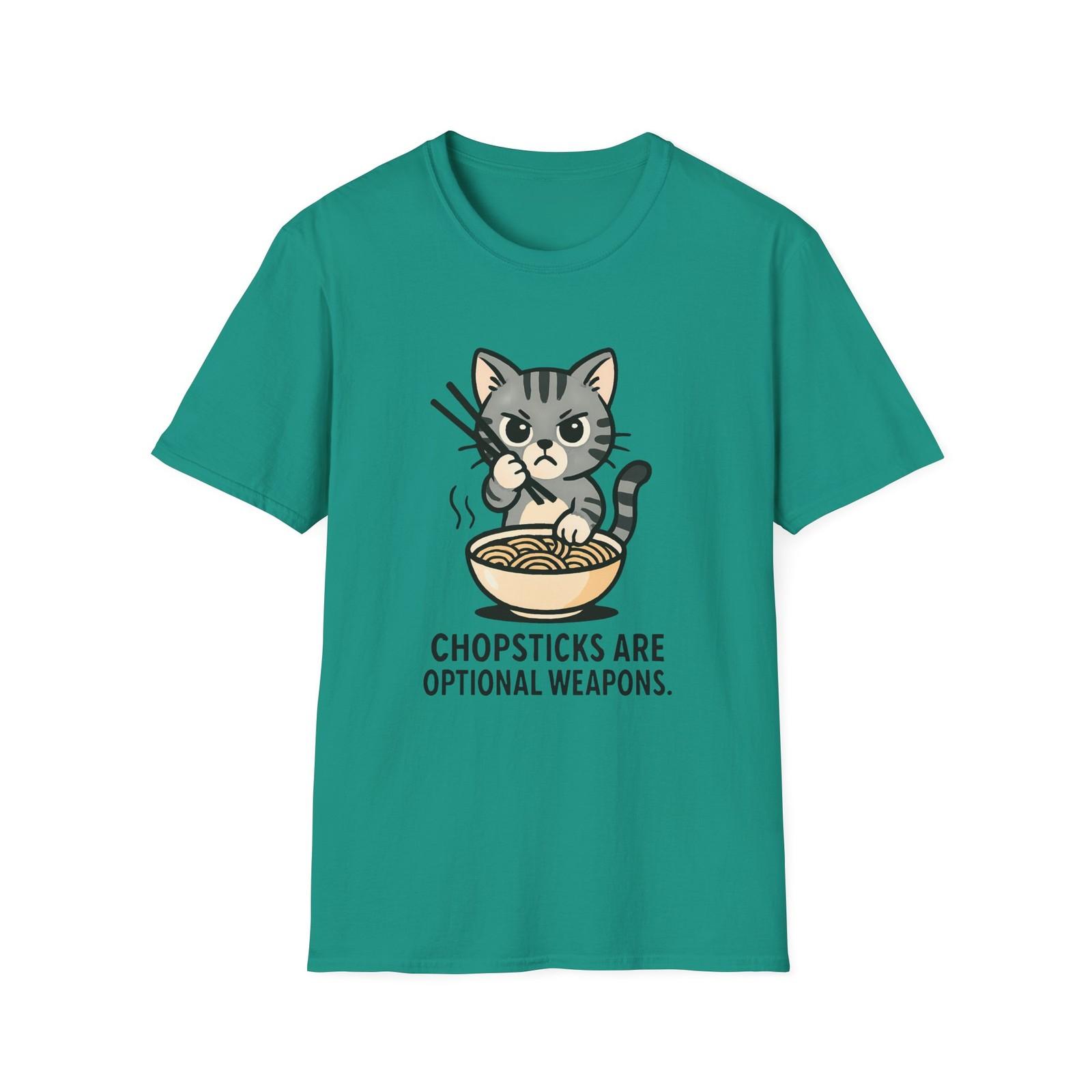 Unisex Softstyle T-Shirt Mens Womens Tees Top Heroic Tabby Kitten Guards Ramen Bowl Funny Food Tee 3XL