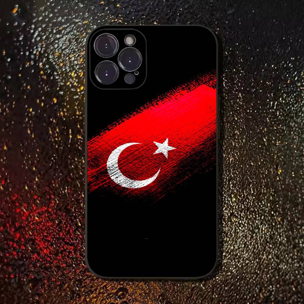 Turkey Turkish Flag Phone Case For iPhone 17,16,15,14,13,12,11 Plus,Pro Max,XS,X,XR,SE,Mini,8,7,Soft Silicone Black Cover