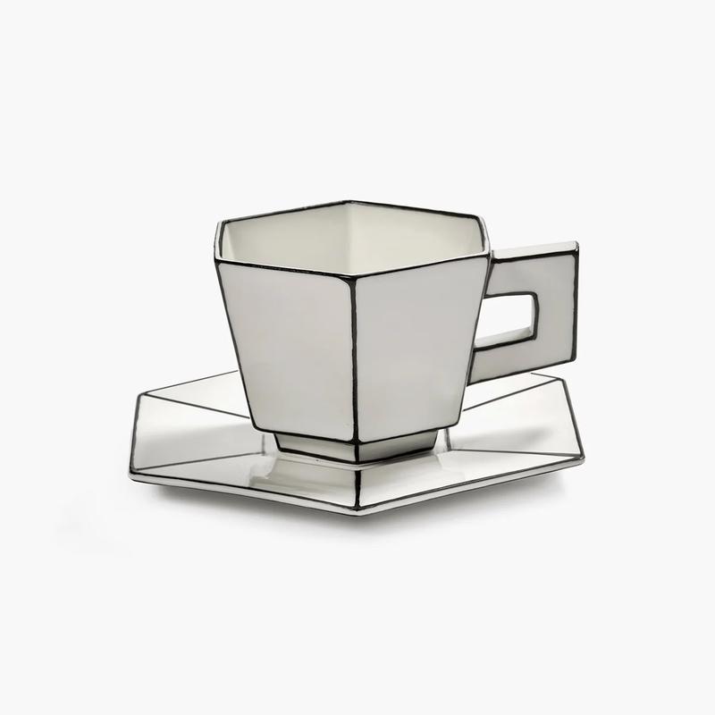 SERAX Carte Blanche Black Coffee Cup and Saucer