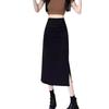 2024 Women's High Waist Pleated A-line Midi Skirt with Slit