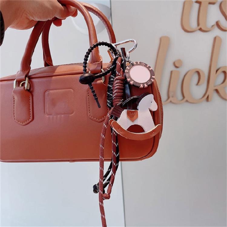 Stylish Leather Horse Pendant Keychain Braided Rope Bag Charm Keychain Bags Decoration For Phone And Bag Use