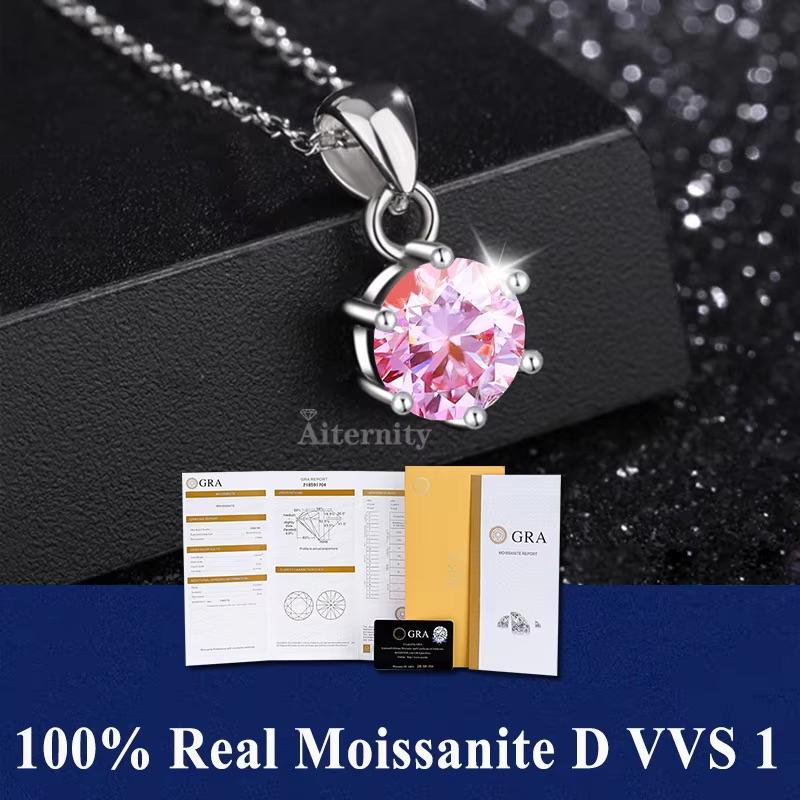 S925 Sterling Silver High Jewellery 100% Moissanite Pendant Necklace D Colour with GRA Certificate for Ladies' Wedding, Party