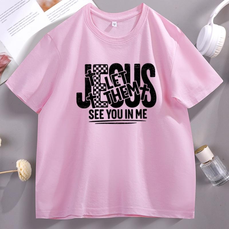 Jesus Let Them See You in Me Tshirt for Unisex Women Christian Bible Faith T Shirt Religious Cotton Short Sleeve Round Neck Tops