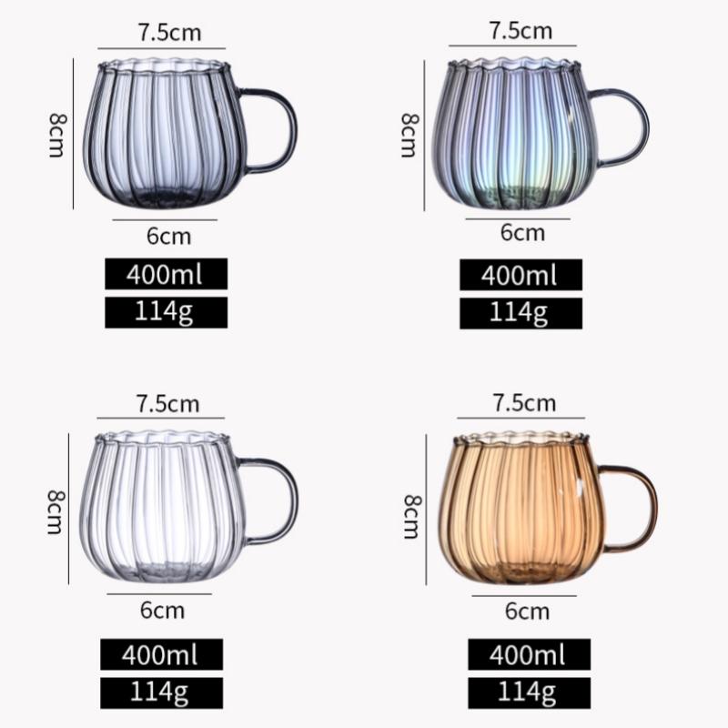 400ml Pumpkin Shaped Glass Cups High Borosilicate Glass Coffee Tea Drinks Dessert Breakfast Glasses For Juice Milk Tea Drinkware