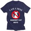 Funny Anime I Am A Mom Against Cat Boys Tshirt Novelty Classic Graphics Tshirts Mens Casual Short Sleeve Loose Tee Shirts Top