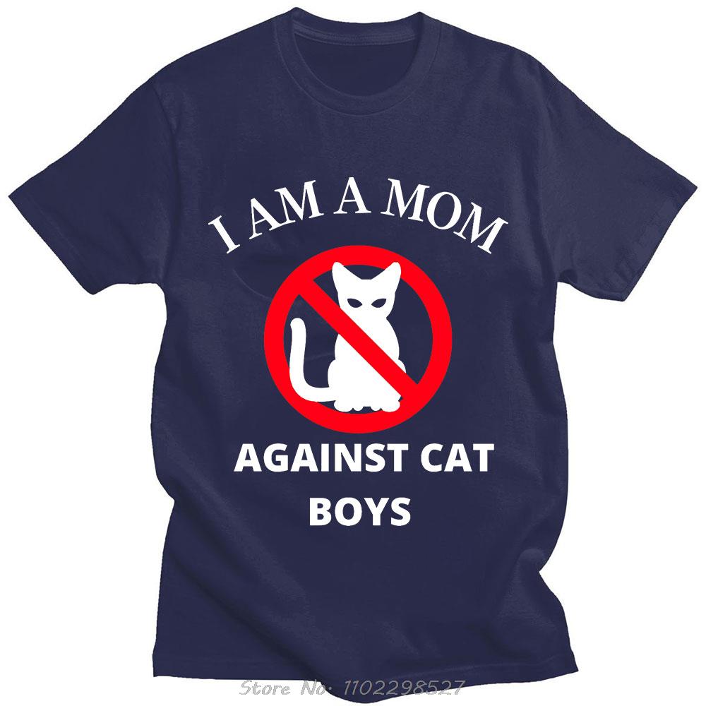 

Funny Anime I Am A Mom Against Cat Boys Tshirt Novelty Classic Graphics Tshirts Mens Casual Short Sleeve Loose Tee Shirts Top S