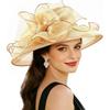 DRESHOW Damen Organza Hut Kirchenkappe Hüte Ausverkauf Kentucky Derby Cocktail Teeparty Hochzeit Blumenhut mit breiter Krempe