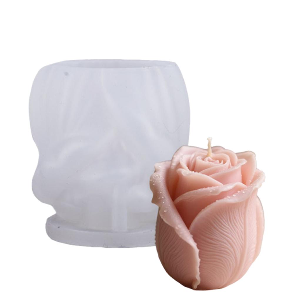 Rose Bud Candle Silicone Mould Reusable Flower Aromatherapy Candle Mould Simulation Rose Bud Cylinder For Home Decor Hobby Craft