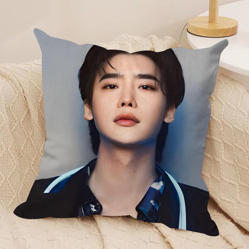 Lee Jong Suk Cushion Cover Silky Short Plush DoubleSided Printed Pillow Case for Sofa All Seasons Home Decor Gift