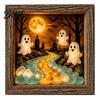 Handmade Halloween Room Decorations DIY Shadow Box Night Light Kit 8.5 Inch Wooden Frame LED Craft Set with Seasonal Mantelpiece Decor Sets Luminous