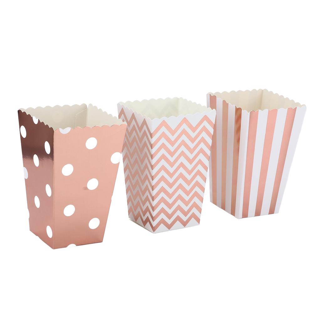 36PCS Popcorn Boxes Paper Large Capacity Top Opening Lightweight Portable Popcorn CupsRose Gold
