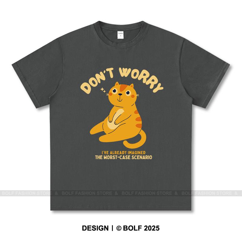 Women's Don't Worry Printed T-Shirt 100% Cotton Oversized Chill Graphic Tees for Men Summer Tops Positive Streetwear