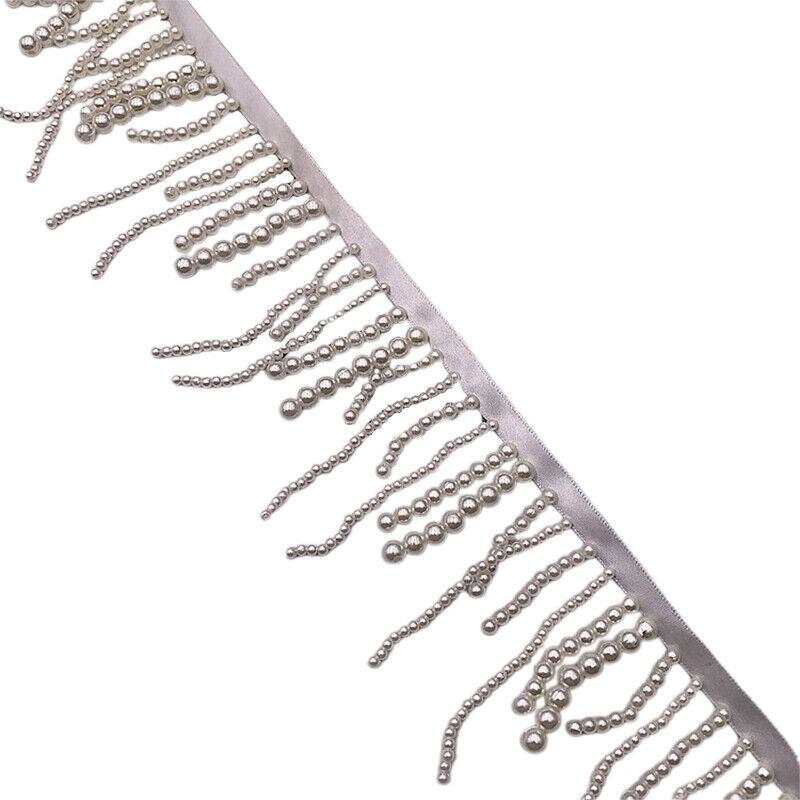 Beaded Tassel Trim Ribbon Wedding Dress Costume Edging Sew Pearl Craft DIY Crafts Dress Jeans Clothing Decoration