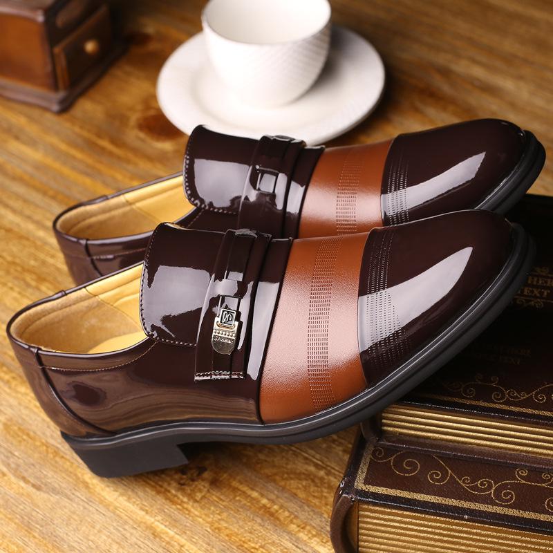 2025 Direct Sales Glossy Leather Shoes Men's Casual Formal Wear Business Inner Height Increase Men's Shoes Breathable and Non-slip
