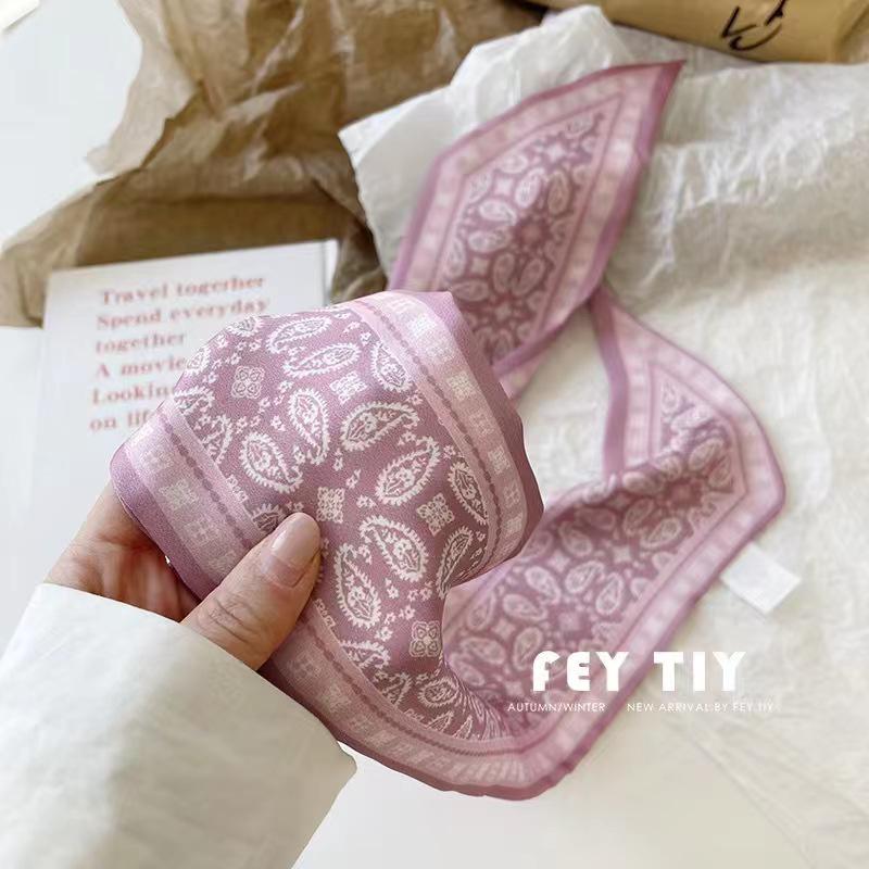 Korean Style Silk Scarf and Hairband Set - Versatile Women's Accessory for Summer