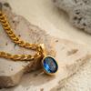 Multicolour Oval Crystal Necklace Stainless Steel Gemstone Necklace  Party Jewelry
