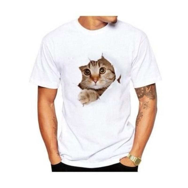 Nový módní trend Pánské tričko 3D potisk kočky Bílé krátký rukáv Denní ležérní Žolík Kulatý výstřih Pulovr