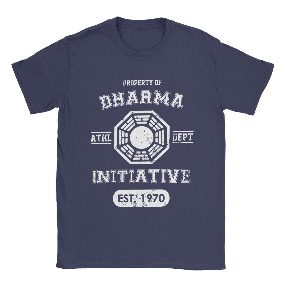 

Dharma Initiative Athletic Department T Shirt Men s 100% Cotton T-Shirts Tv Show Lost Tee Shirt Short Sleeve Tops Gift Idea XL