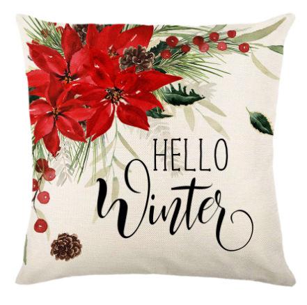 Christmas linen pillow cover sofa living room holiday decoration printed nap pillow