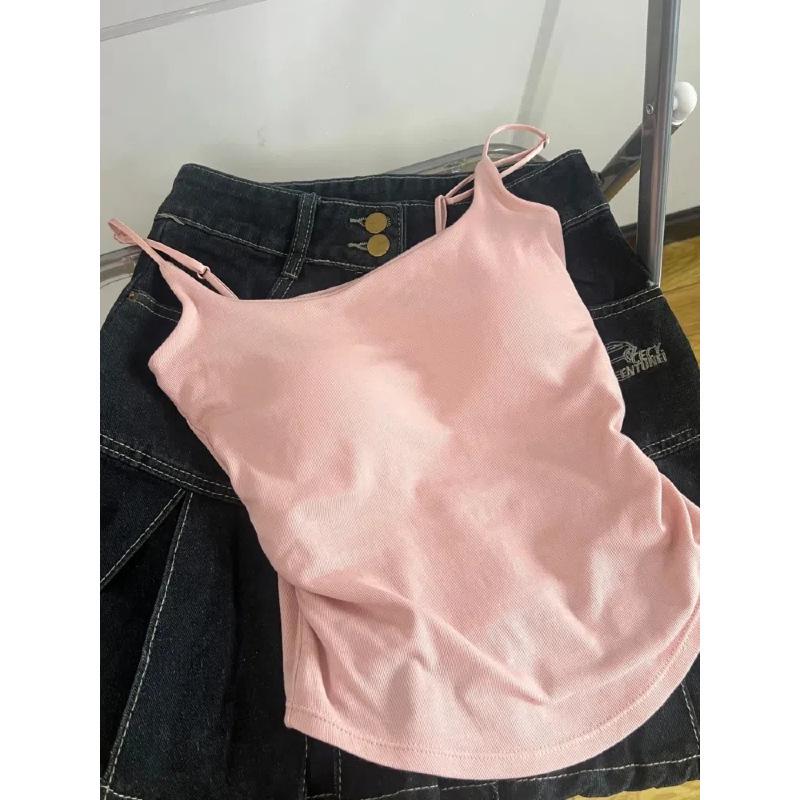 Women's White Camisole Vest: Thin, Sleeveless Top Ideal for Summer Layering or As a Standalone Piece.