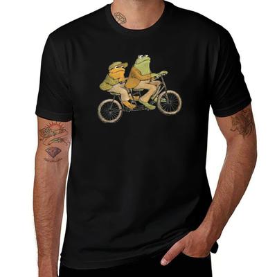 Froggy  Toad Bicycle TShirt Vintage Print Crew Neck Tee