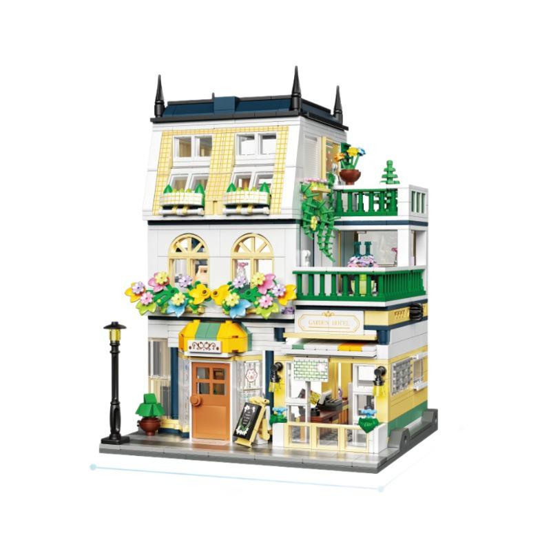 Garden Hotel Street View Model Building Block Set with Flower Language - Girls' Gift Edition