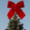 Velvet Christmas Tree Topper Bow Red Plush Bow with Metal Frame Base Festive Holiday Decor for Home Party Display