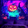 BVBOX Blacklight Halloween TapestryUV Reactive Glow In The Dark Black Light Trippy Tapestry Posters for Living Room, B
