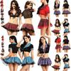Stylish Women Sexy Costume Lingerie Student Uniform Set With Lace And Lattice Design