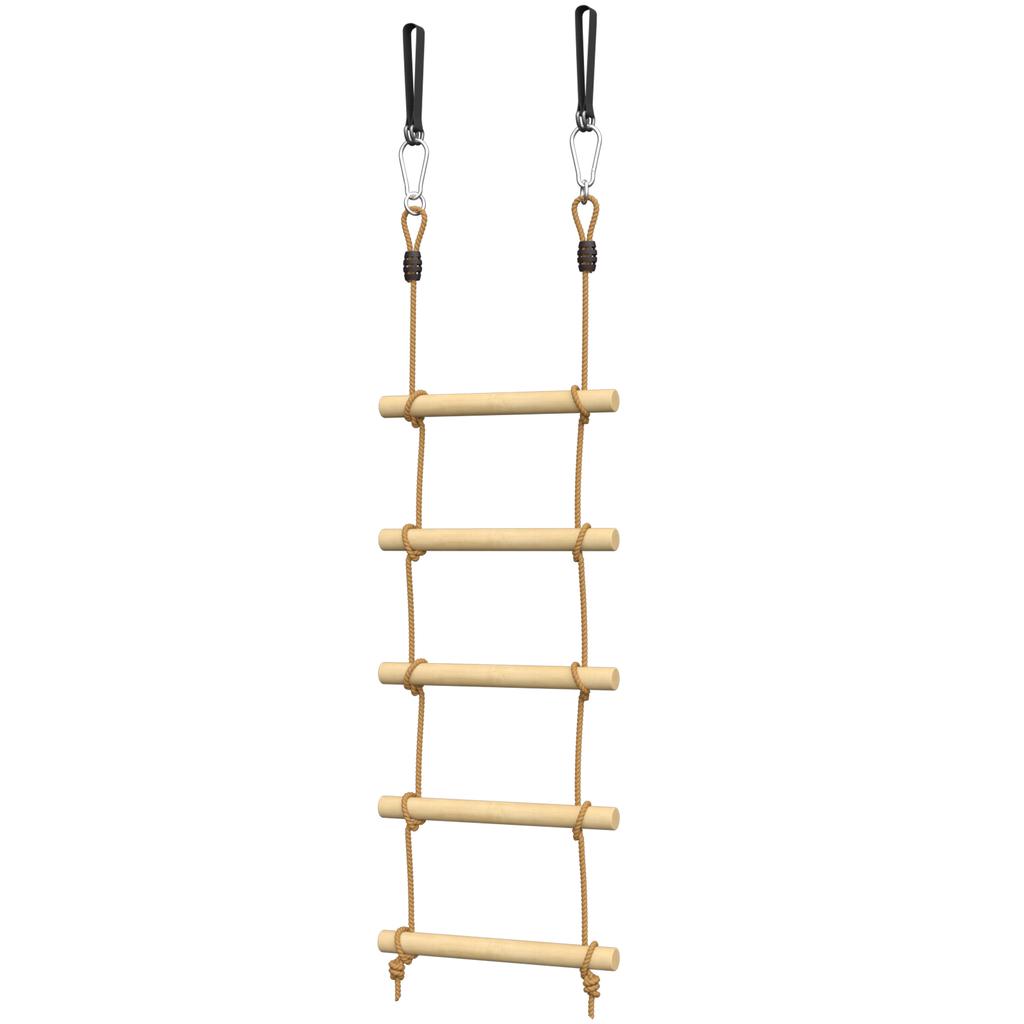 5 Step Climbing Ladder For Children With 2 Carabiners And 2 Tree Straps For Ages 3 8 Years 40 X 3.5 X 180 Cm Natural