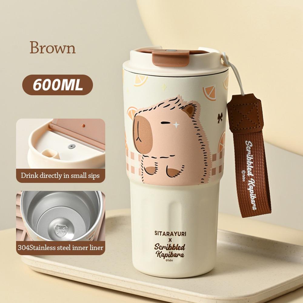 

With Lifting Rope Insulated Cup 600ML Water Mug Winter Tumbler Office Workers D