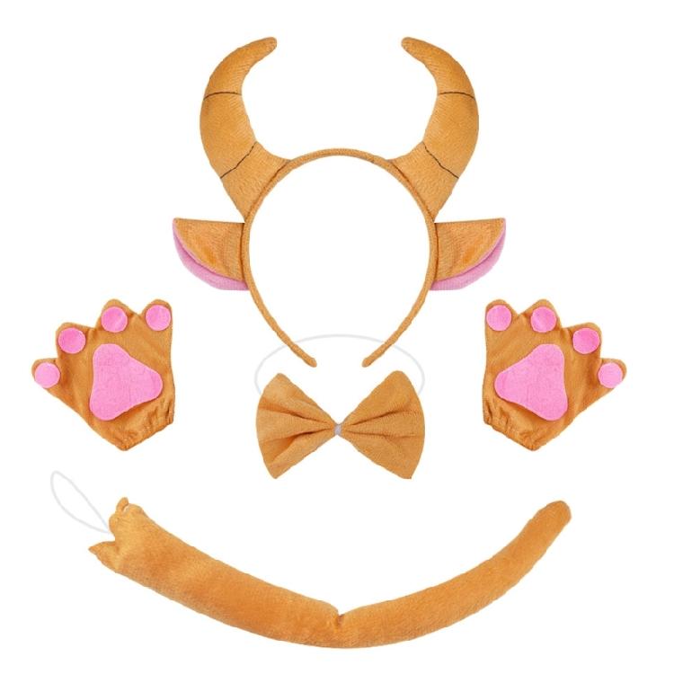 Portable Bull Horn Headband Children's Animal Headpiece Party Theme Headgear Hairpiece Accesories for Various Occasion