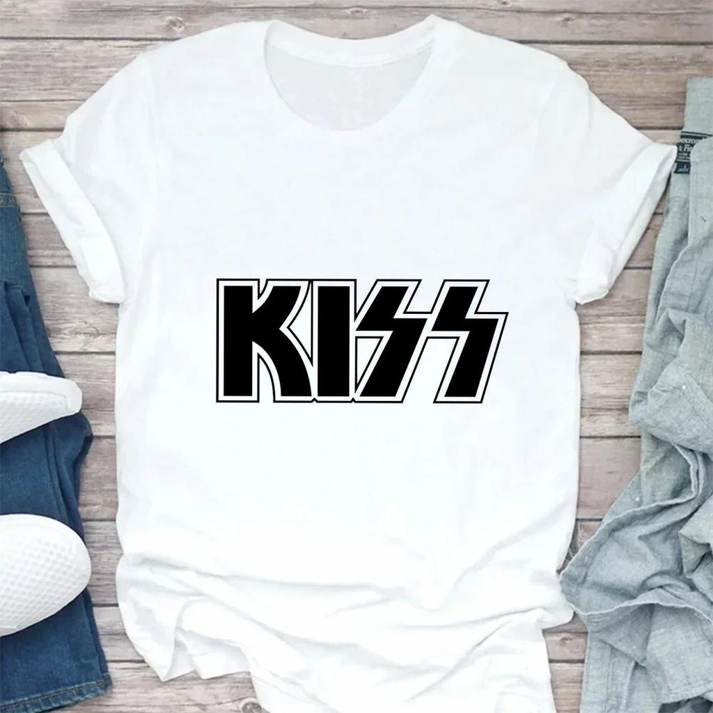 Sturmtruppler Fans Kuss Rockband Streetwear Weiß Mode Damen T-Shirts Harajuku Kleidung Kurzarm Sommer Damen Tops O-Ausschnitt