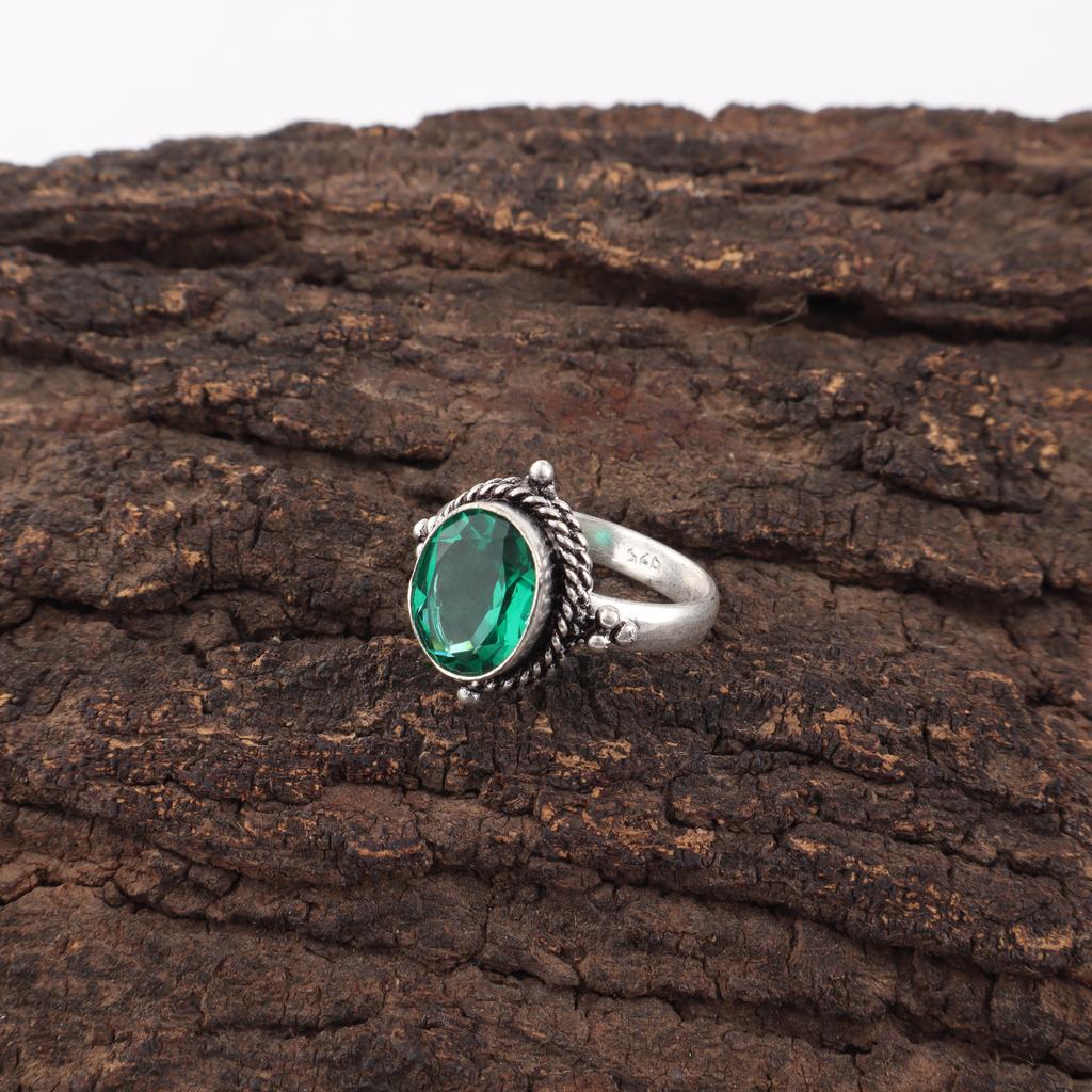 Gröna Smaragd Smycken, 925 Sterlingsilver Smycken, Handgjord Silverring, Vacker Ring Intuition Ädelsten För Jubileumspresent