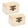 2Pcs Unfinished Wood Boxes Treasure Chest Holder Jewelry Trinket for Halloween