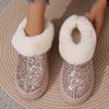Large Size Snow Boots Women's Winter New Fashion Sequined Thick Soled Cotton Shoes with Plush Insulation and Anti Slip Snow Boot