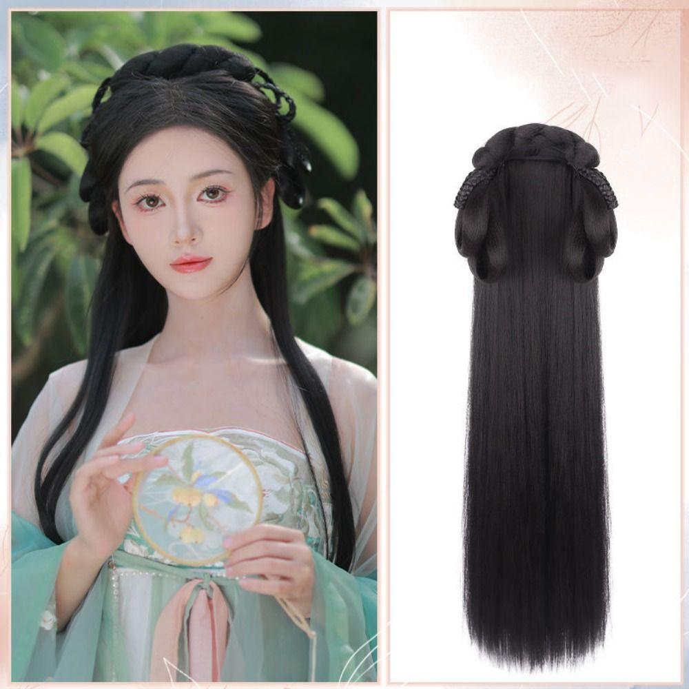 Vintage Headwear Hanfu Wig Headband Long Hanfu Cosplay HairPieces Chinese Ancient Wig Women