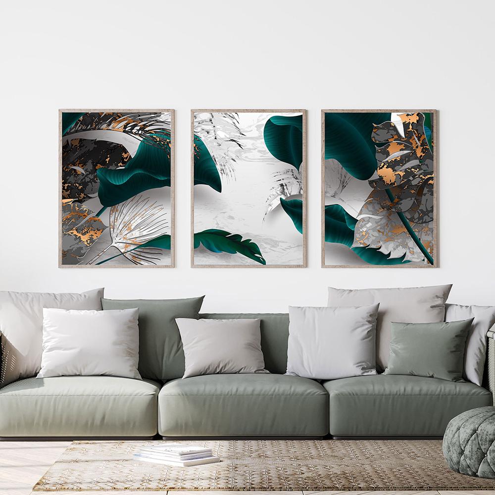 

Зеленый лист, золотой, белый, мраморный эффект, холст, постер, абстрактная живопись, настенный художественный принт, скандинавские современные картины, домашний декор для гостиной 21x30cm No Framed