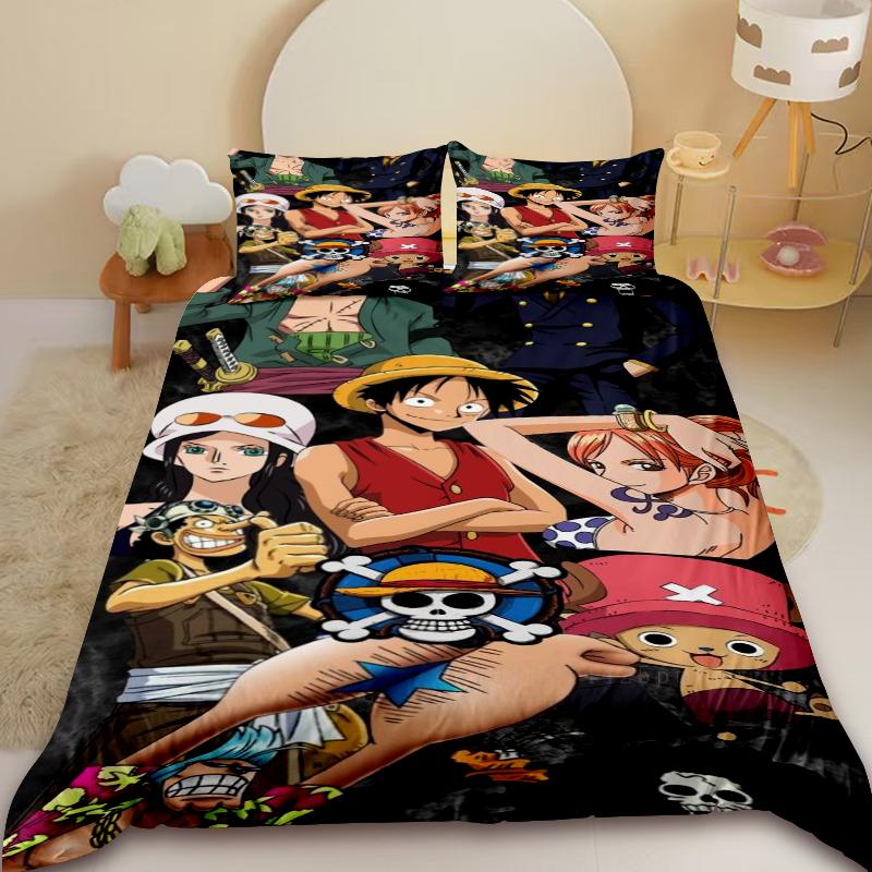 Anime One Piece Duvet Cover Luffy Cartoon Bedding Set Quilt Cover Twin King Size for Bedroom Decor Birthday Gifts