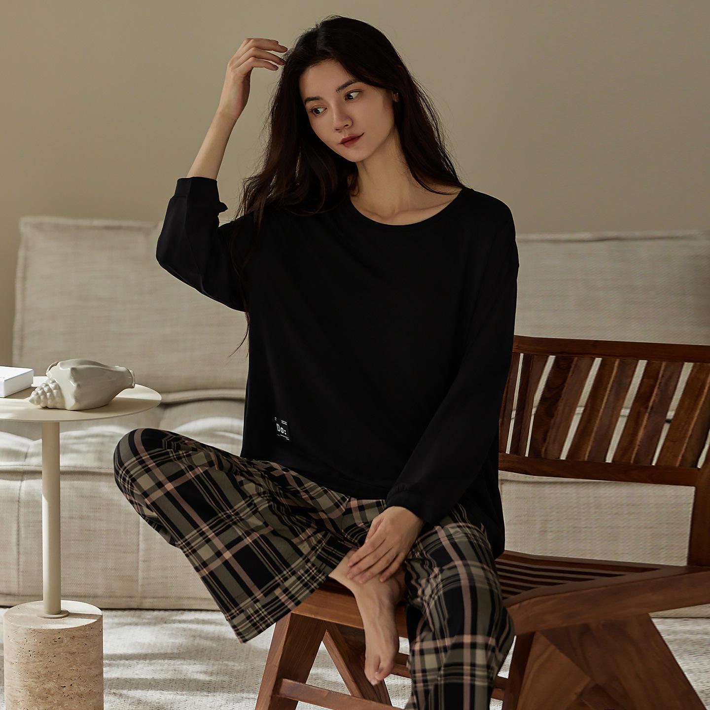 

New Autumn/Winter Women s Plaid Cotton Pajama Set 2025 XL