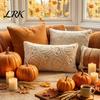Federa Cuscino Decorativa per Divano Autunno Peluche Copricuscino, Zucca Foglia d'Acero Ricamo Coperta Morbida Aderente alla Pelle Custodie Autunnali Stile Rustico