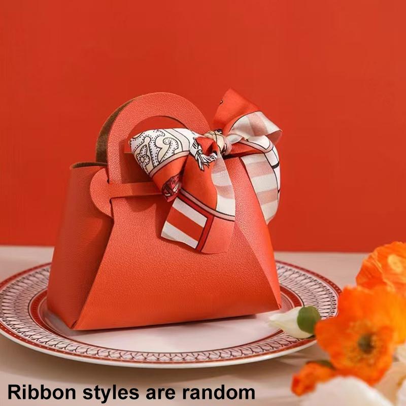 1PC Gift Bags Party Faux Leather Housewarming Handbag Birthdays With Satin Silks Engagements Candy Boxes Valentine's Day Weddings