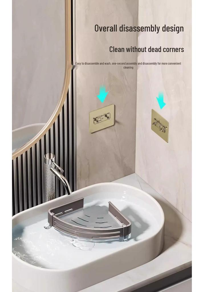Punch-Free Bathroom Corner Triangle Shelf