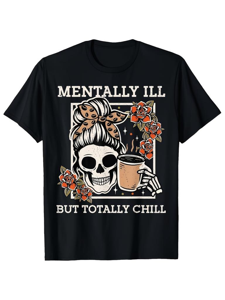 Unisex Retro Distressed Party Tee, Vintage Pumpkin Skull Printed T-Shirt, Halloween Cosplay Gift