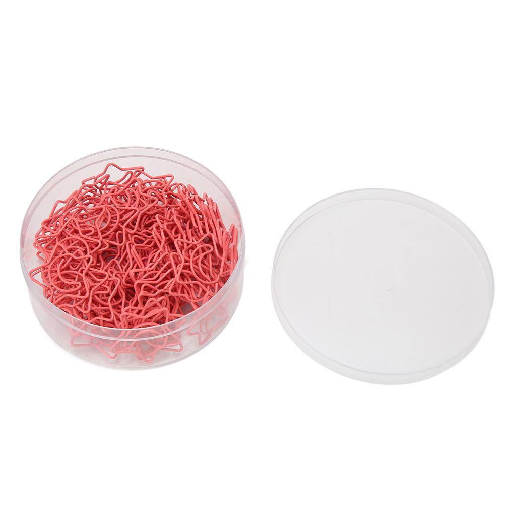 100pcs Star Moon Shaped Paper Clips Antislip Pink Colorfast Cute Paperclip for File Document