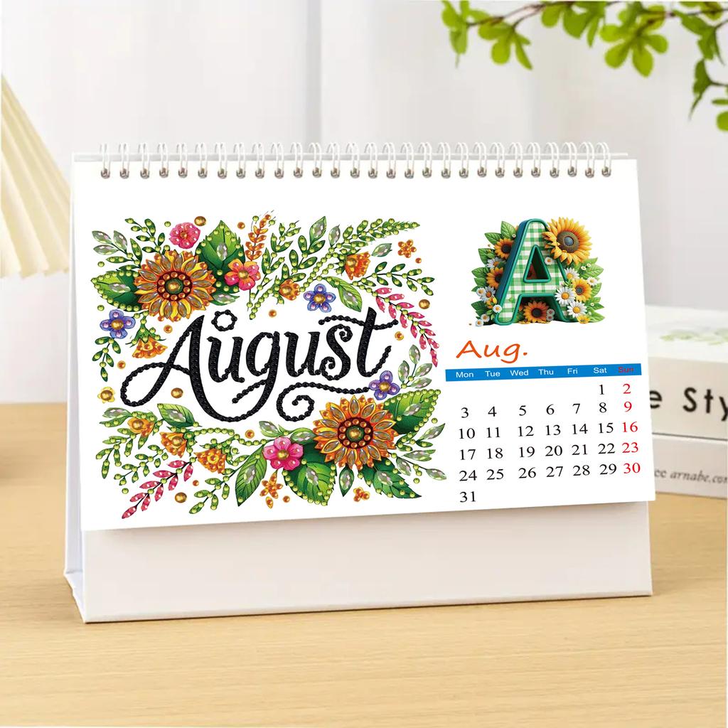2026 Calendar Diamond Painting Calendar Set with Irregular Shaped Diamonds DIY Diamond Art Desk Calendar for Home Office