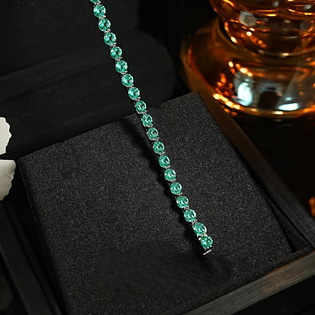 Heißer Verkauf 925 Silber Armband, Damen Paraiba Farbe Tennisarmband, Damen Frisch Hochwertiger Ewiger Schmuck